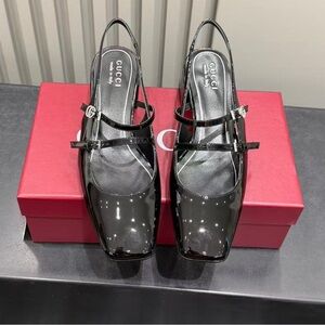Gucci Glossy Black Slingback Heels